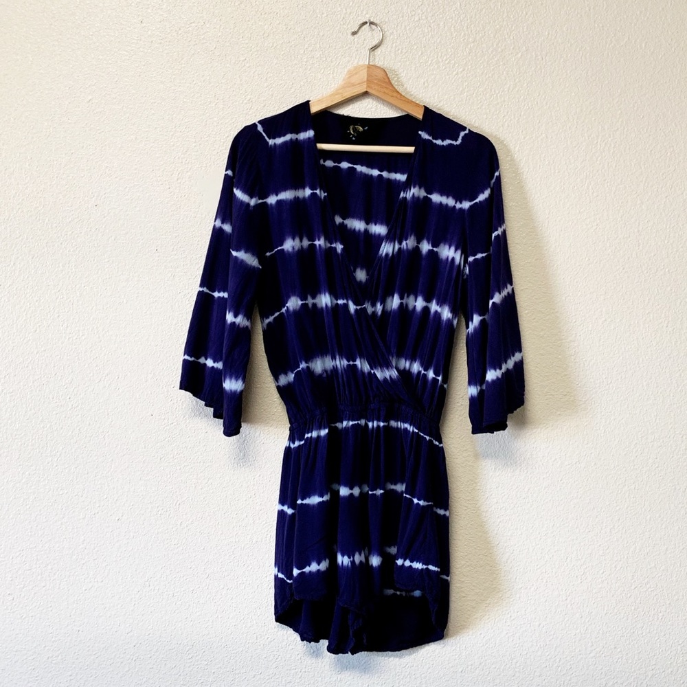 Planet Blue Tie Dye Bell Sleeve Romper